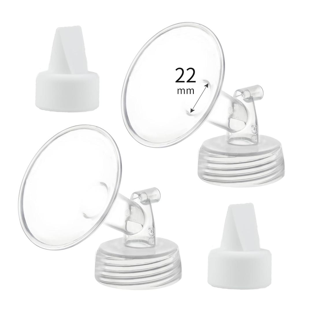 22mm Flange and Duckbill Valve Compatible with Spectra S1 S2 9 Plus Breastpump Replacement to Spectra Pump Parts, Not Original, Replace Spectra Accessories.