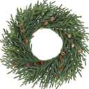 Artgar 26 Inch Pine Wreath - Christmas Wreaths for Front Door - Real Touch Pine Wreath with Pinecones Berries - Large Artificial Green Wreaths for Home Wall Window Porch Farmhouse Outdoor Xmas Decor (Style-3)