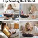 JARLINK Lap Beanbag Book Stand, Hands-Free Reading Pillow Stand for Neck Support, Comfortable Beanbag Book Holder for Bed, Sofa, Dorm Room, Travel (Muted Gray)