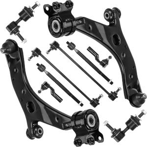 Front Lower Control Arms w/Ball Joints Sway Bar End Links Tie Rods Ends Suspension Kit for 2004-2009 Mazda 3, 2009 Mazda 3 Sport, 2006-2017 Mazda 5 (10PCs)