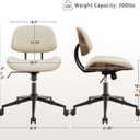 BERYTH Armless Office Chair with Wheels, PU Leather Desk Chair, Beige