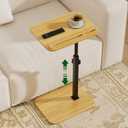 TV Tray Side Table for Couch - Adjustable Height 360 Rotatable C Table End Table Laptop Desk for Sofa, Perfect for Eating Working Reading, Fits Small Spaces, Gift for Home Family Mom Dad Friends (Natural)