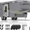 5th Wheel RV Cover Fits 37ft-40ft Motorhome, Upgraded 9 Layers Top Anti-UV Waterproof Breathable Camper Covers Travel Trailer Motorhome with Extra Windproof Straps