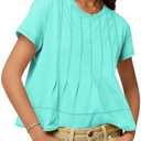 Tankaneo Womens Babydoll Tops Short Sleeve Pelum Summer T-Shirts | Peplum, Pleated, Casual Loose Fit, Flowy, babydoll, XL