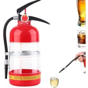 2L Whiskey Decanter, Portable Fire Extinguisher Container Funny Beer Dispenser for Home Party Beer Dispenser Barrels Bar Beverage Liquor Rack Machine for Wine Spirits Drinks, Red