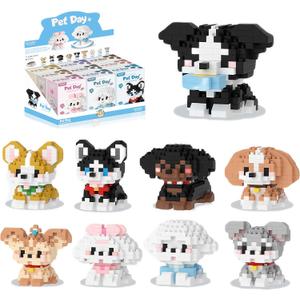 Mini Dog Building Block Sets, 9 Style Cute Dog Building Blocks Miniature Dog Figurine Toys Animal Building Blocks for Kids Birthday Party Favors Christmas Stocking Stuffers(1800+PCS)