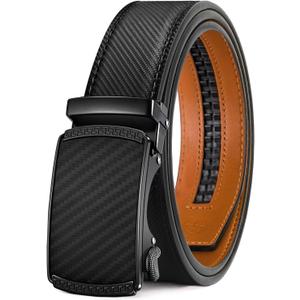 Zitahli Belt Men, Ratchet Belt Dress with 1 3/8" Premium Leather,Slide Belt with Easier Adjustable Automatic Buckle (Black)