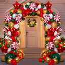 RUODON Christmas Balloon Arch Kit - 233 Pieces with Candy, Cane, Latex, Gift Box & Star Balloons for Party Decorations (Red, Green, Gold, White)