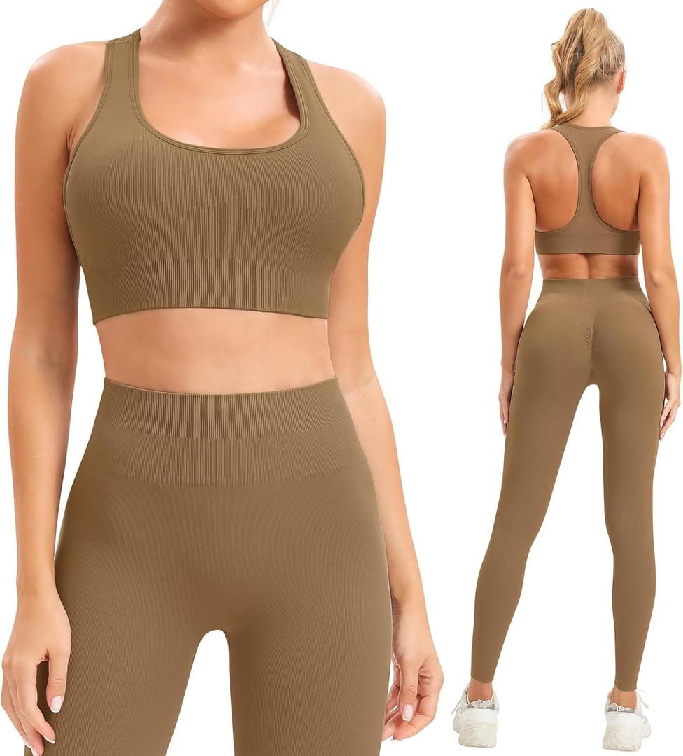 Women Workout Sets 2 Piece Long Legging Matching Gym Yoga Pilates Outlifs, Size: Sma