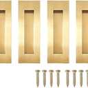 Recessed Finger Flush Pulls - Hadnles Fit Wardrobe Doors, Pocket Doors, Sliding Barn Doors, Bifold Doors and More Stainless Steel Brushed Rectangular Door Pull Hardware (7 INCH, Gold - 4 Pack)