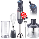 Mueller Multistick 5-in-1 Immersion Blender Handheld,12 Speed Hand Mixer-Turbo Boost,Heaviest Duty Copper Motor,Titanium reinforced Blades Hand Blender,Milk Frother Wand,Whisk,Beaker,Chopper,Grey