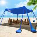 Besuhot Beach Tent Sun Shelter 10x10FT Beach Shade Canopy with 8 Sandbags, UPF 50+ Protection Beach Shade Canopy, Outdoor Tent for Beach Camping Trips, Fishing, Backyard