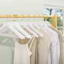 Amber Home 20 Pack White Wooden Coat Hangers with Gold Hook, White Wood Suit Hangers with Non-Slip Pant Bar, Clothes Hangers for Closet Organization, Shirts, Jackets, Dresses and Pants (White+Gold,20)