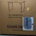 VSOAEIL Folding Table 4 Foot for Indoor Outdoor, Portable Heavy Duty Fold-in-Half Utility Small Plastic Adjustable Height Folding with Carrying Handle for Picnic and Party, White, 4 FT - 1 PACK