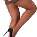 DancMolly Silky Thigh High Stockings, with 17+ Colors Sheer Silicone Lace Top Pantyhose for Women (Coffee 1 Pair)