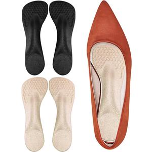 3/4 High Heel Cushion Insoles, Self-Adhesive Arch Support Inserts for Flat Feet and Arch Pain Relief, Gel Shoe Inserts for Sandal, Flats and High Heels (2 Pairs, Beige+ Black, Women's 5-8.5)