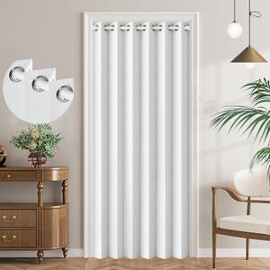 100% Blackout Closet Curtain for Open Closet Magnetic Door Panels for Doorway, Sound Proof Curtains for Doorway, 1 Panel, W45 x L80, Grayish White