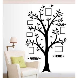 JEPART Family Photo Tree Wall Decor Wall Decals Stickers Living Room Home Decal Bed Baby Room Wall Decals, Memory Tree and Birds, Wall Stickers(H78 xW50,Black)