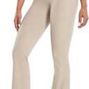 Women's Workout Flare Yoga Pants with Pockets High Waisted Bootcut Leggings Tummy Control 30'' (Khaki) S