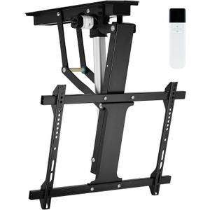 TOPSKY Electric Adjustable Ceiling TV Mount with Remote, Motorized Flip Down Fits for Flat and Pitched Roof and 32 to 70 Inch Flat and Curved Screen TVs (Black)