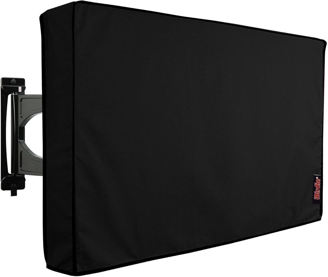 iBirdie Outdoor TV Cover 60 to 65 inch Weatherproof, Cover Size 58''L x 37''H, Waterproof for Outside Flat Screen 60 to 65 inch TV, Black, 600D Thick Fabric Screen Protector with Bottom