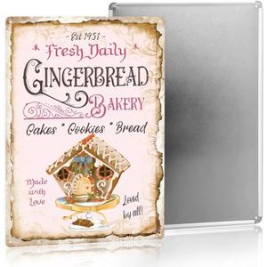 Pink Christmas Decor Gingerbread Christmas Decor Vintage Bakery Sign For Living Room Kitchen Home 812 Inches Tin Sign (Cakes)