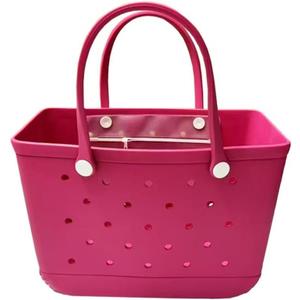 Oversized Beach Tote Bag, Extra Large Rubber Waterproof Sandproof Bag, Washable Durable Travel Tote for Pool (Rose Red)