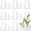 24 Pack Acrylic Cylinder Vases 4,6,8 Inch Tall Clear Acrylic Flower Vase Bulk Floating Candle Holders Cylinder Plastic Vases for Centerpiece Table Wedding Home