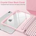 Case for iPad Pro 13 Inch (M5 2025 M4 2024) – [Built-in Pencil Holder], Shockproof & Stylish, Clear Hard Back + Soft TPU Edge, Magnetic Trifold Stand, Auto Wake/Sleep, Pink Polka dot