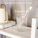 2 Piece Simple Transparent Vertical-Striped Bathroom Glass Toothbrush Cup Set