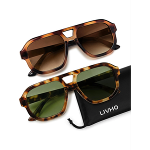 livho Trendy Polarized Square Aviator Sunglasses Women Men Square Eyewear Frame, Retro Sun Glasses for Women Men 2025 Shades