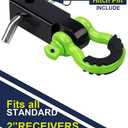Shackle Hitch Receiver 2 inch with Hitch Pin, 41918 Lbs Break Strength Never Rust Receiver Shackle Bracket Heavy Duty and Solid with 3/4'' D Ring Shackle, Towing Accessories for Trucks Green