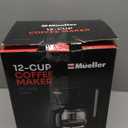 Mueller 12-Cup Drip Coffee Maker - Borosilicate Carafe, Auto-Off, Reusable Filter, Anti-Drip, Keep-Warm Function, Clear Water Level Window Coffee Machine, Kitchen Essentials & Accessories (Black)