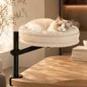 Cat Desk Hammock with 360 Rotation & Adjustable Height, Clamp-On Cat Bed for Desk, Supports Up to 50 lbs, Includes 2 Washable Cushions, No Drilling Required