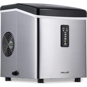 Newair Countertop Ice Maker Machine 28 lbs. of Ice in 24 Hours, Portable Design in Stainless Steel with 3 Bullet Ice Cube Sizes, Convenient Rapid Ice Production, Insulated Storage