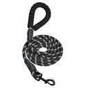 Amazon Basics Round Dog Leash, Heavy Duty, Durable Rope for Small, Medium, and Large Dogs, Lightweight Design for Walking, Training, and Outdoor Activities, Black, 6 Ft