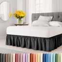 Wrap Around Dust Ruffle Bed Skirt - Dark Grey - for Queen Size Beds with 15 Inch Drop - Elastic Strap - Adjustable Pleated Bedskirt with Brushed Fabric and Wrinkle Free - for Women, Men, Kids & Teens (05 - Dark Grey)