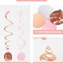 Pink Hanging Swirl Decorations for Party 42PCS Rose Gold Foil Ceiling Streamers with Hooks for Birthday, Bridal Shower, Bachelorette, Holiday Celebrations