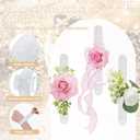 12 Pieces Corsage Wristlet Bracelets Slap Corsage Band Floral Slaplets Wedding Bracelets DIY Wrist Accessories Bridesmaid Bridal Shower Prom Party Supplies Homecoming(White)