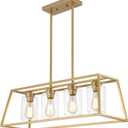 4-Light Gold Chandeliers for Dining Room, Kitchen Island Light Fixture, L32" - 4 Light
