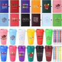 Skylety 36 Pcs Teacher Appreciation Gift Bulk, End of Year Thank You Gifts, 16 oz Reusable Plastic Coffee Cup with Lid, Inspirational Notebooks and Ballpoint Pens for Graduation Office(Thank You), 6.3 x 3.5 x 2.3 inches