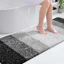 OLANLY Bathroom Runner Rugs 70x24, Extra Soft Absorbent Microfiber Bath Rugs, Rubber Backing, Quick Dry, Machine Washable Bath Mats for Bathroom Floor, Tub, Shower and Home Decor Accessories, Black (70" x 24")