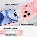 MZELQ for iPhone 17 Pro Case 2025 Case, Silicone Sunflower Floral Flower Cute Pattern, Camera Protection Soft Slim Shockproof for Girls Women -Pink