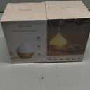 SALKING Essential Oil Diffuser, 100ml Small Aromatherapy Diffuser with Auto Shut-Off Function, Ultrasonic Diffusers for Essential Oils, Cool Mist Humidifier with Warm White Lights, for Office Home (White + Wooden Grain), Pack of 2 