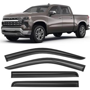 Shatterproof Tape-On Window Deflectors for 2019-2025 Chevrolet (Chevy) Silverado GMC Sierra 1500 2500HD 3500HD Crew Cab, Rain Guards, Window Visors for Cars, Vent Deflector, 4pcs