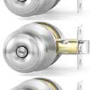 Lanwandeng 3 Pack Interior Door Knobs for Bedroom or Bathroom, Brushed Nickel Privacy Door Knob, Keyless Door Handle Locks (Satin Nickel)