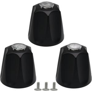 Biaungdo Black Shower Knob Replacement Set of 3, Bathtub Faucet Handles Include Hot and Cold/Diverter Shower Knob for Remodeling Trim