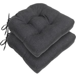 RACE LEAF Outdoor Seat Cushions Set of 2, 19" x 19" Square Patio Cushions, Plump Filling Tufted Water-Resistant Olefin Chair Seat Cushion with Ties for Non-Slip Support, Gray