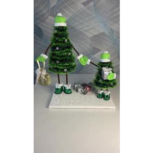 Chunful 2 Pcs Mini Furry Christmas Tree Table Centerpiece Decoration Small White Xmas Tree Tabletop Ornaments for Holiday Christmas Kitchen Home DIY Decorations