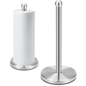 DAWNER Paper Towel Holder Countertop, Freestanding Kitchen Paper Holder Stand, One-Handed Tear, Stainless Steel, Paper Towel Dispenser with Weighted Base for Standard Towel Rolls, Brushed Nickel (13")